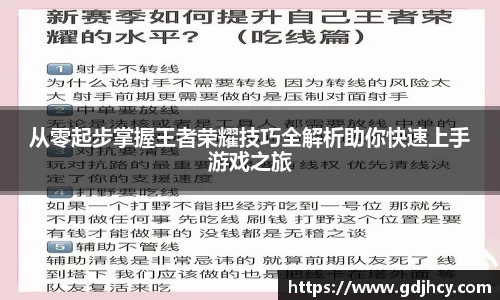 从零起步掌握王者荣耀技巧全解析助你快速上手游戏之旅